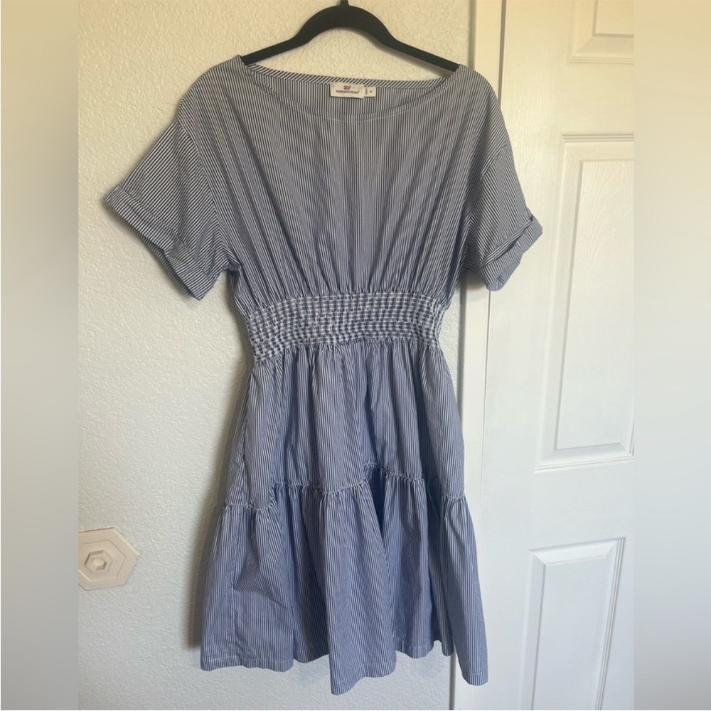 Vineyard Vines Smocked Waist Fit & Flare Striped Dress - Picture 4 of 12